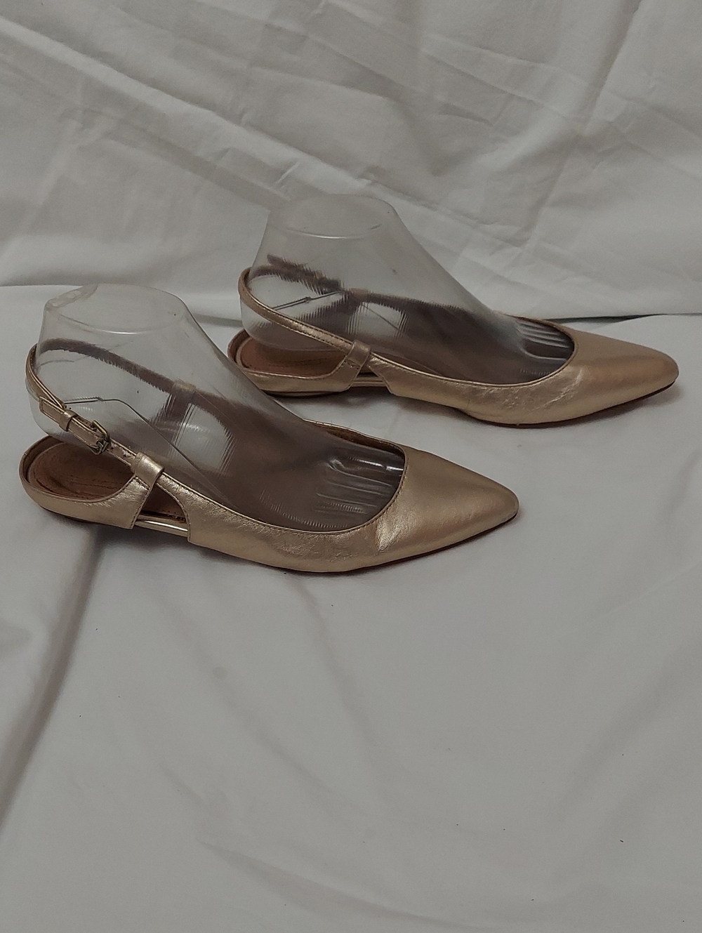 Corso Como Leather Metallic Gold Pointed Slingback Flats Womens 9M